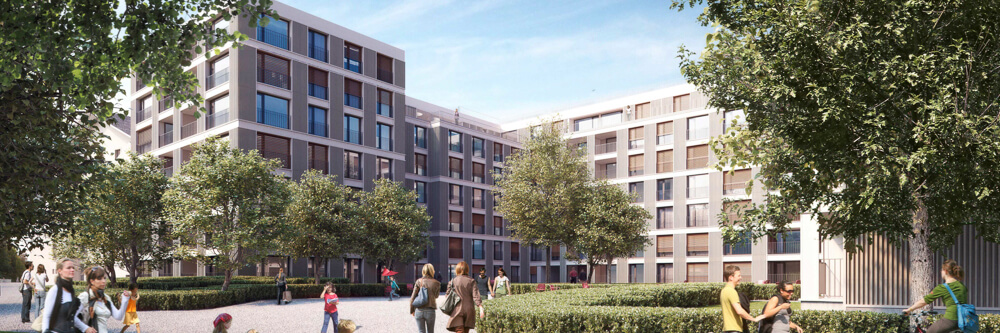 Wohngebäude GBMZ Innenhof B4Süd